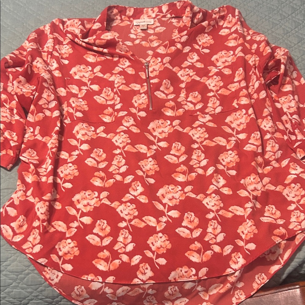 Pick 5 for $20! Jaclyn Smith Red Floral Blouse